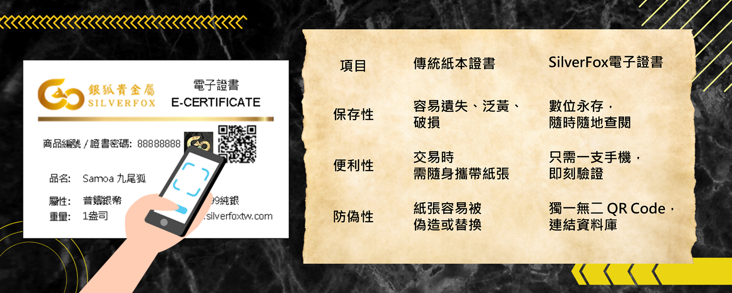 銀狐貴金屬-電子證書